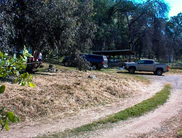 a view of backyard with a car parked in it