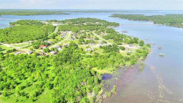 a view of a lake with a beach