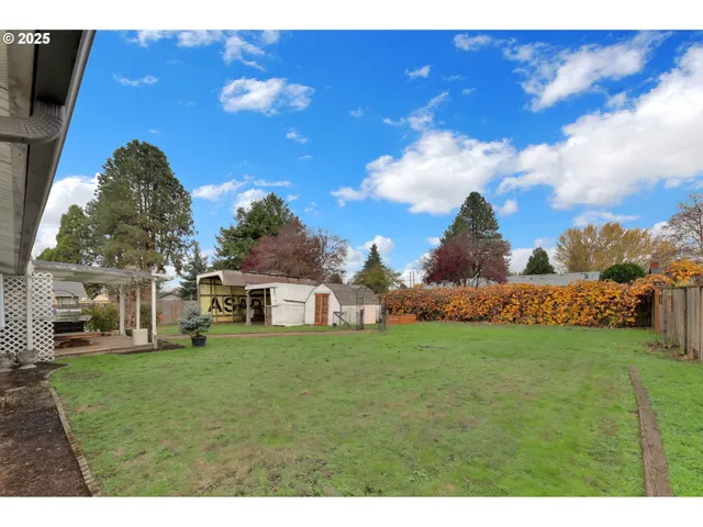 a view of a backyard