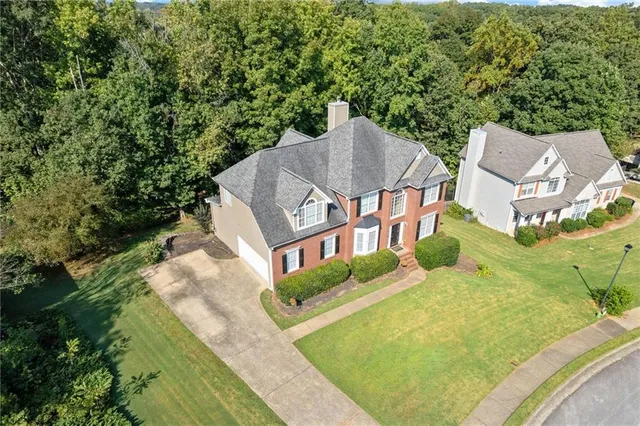 an aerial view of a house