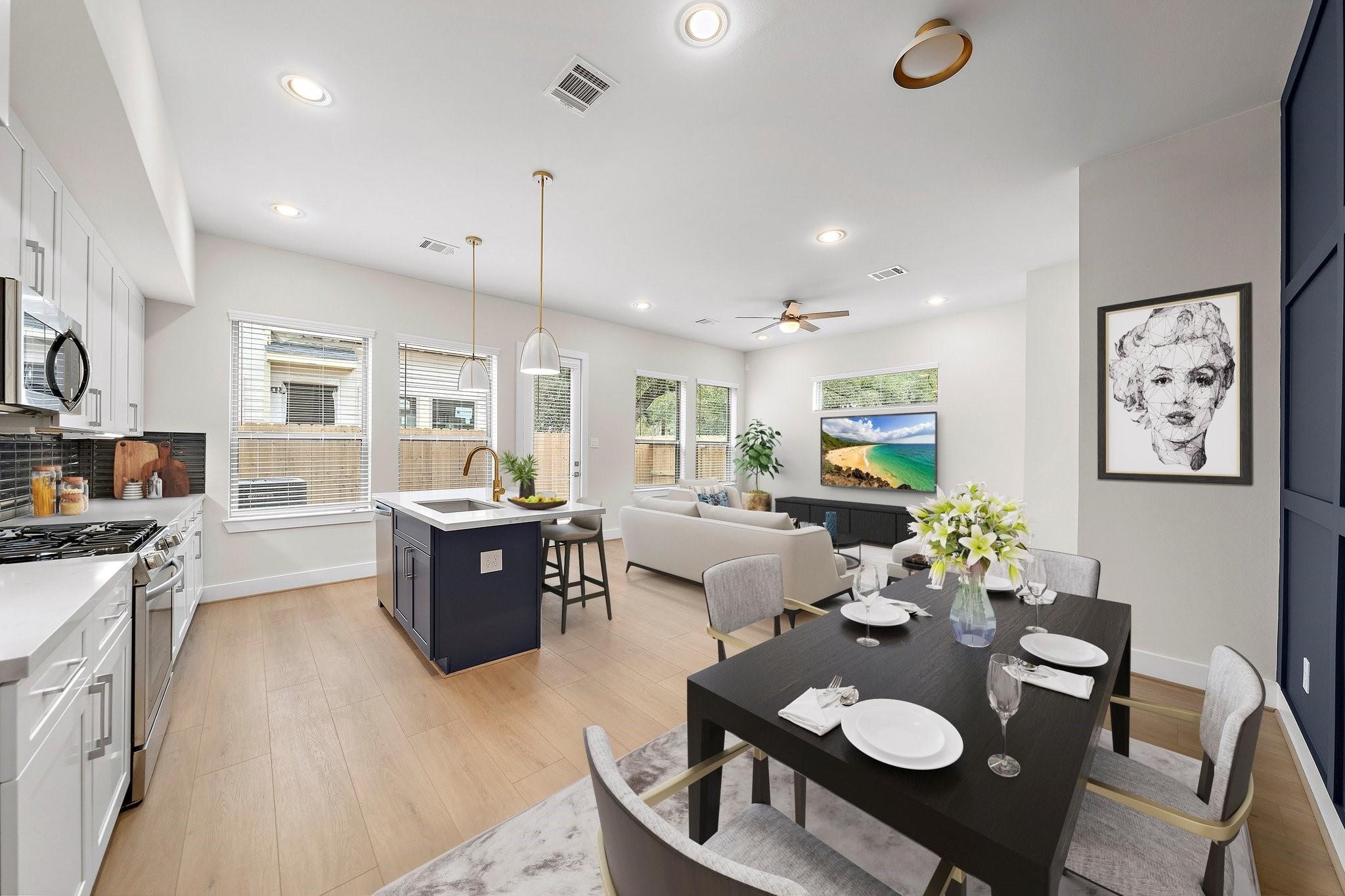 2200 Marnel Road, Unit J Houston, TX 77055 - Photo 8 of 25 a living room with furniture kitchen view and a refrigerator