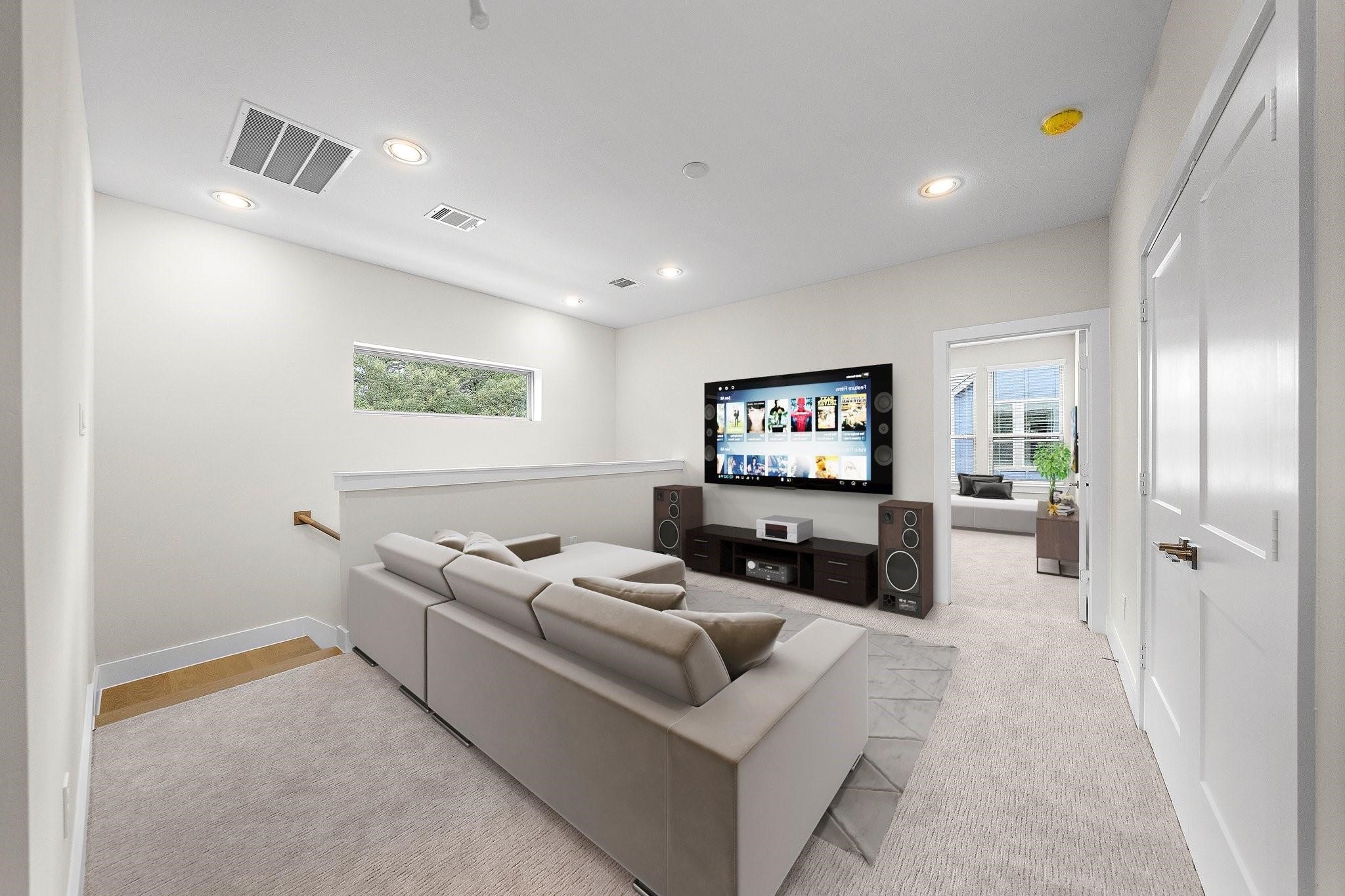 2200 Marnel Road, Unit J Houston, TX 77055 - Photo 9 of 25 a living room with furniture and a flat screen tv