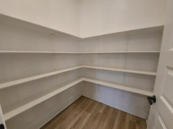 a view of an empty walk in closet