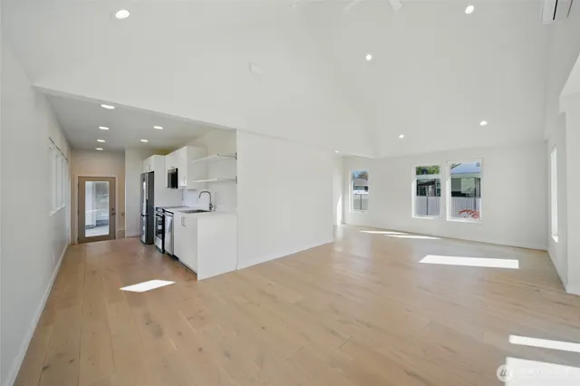 a view of a kitchen with a sink