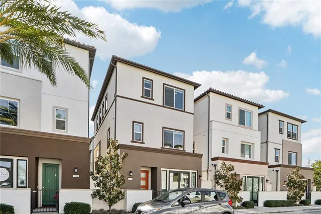 a front view of a multi story building