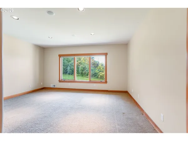 a view of a room with a window