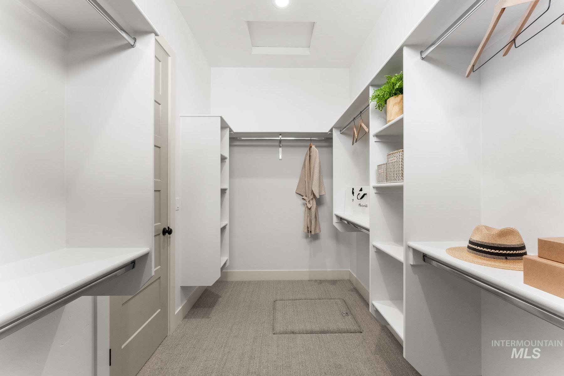 6954 Saddle Bred Way Star, ID 83669 - Photo 25 of 50 Walk in closet with light colored carpet and attic access