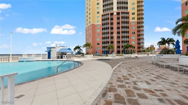 an outdoor space with seating