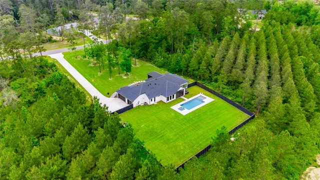 an aerial view of a house