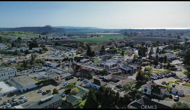 an aerial view of residential house and green space