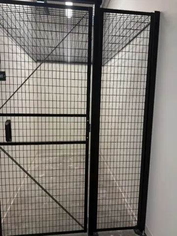 a view of a black gate