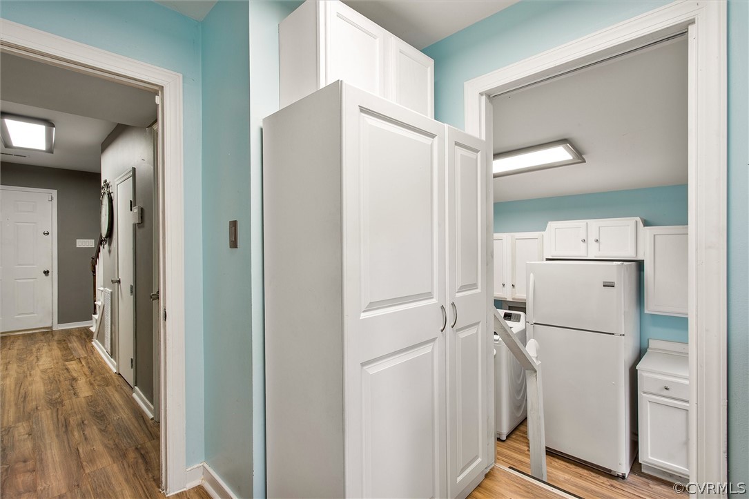 6149 Omo Road North Chesterfield, VA 23234 - Photo 16 of 26 Laundry room with washer, dryer, cabinets, and fre