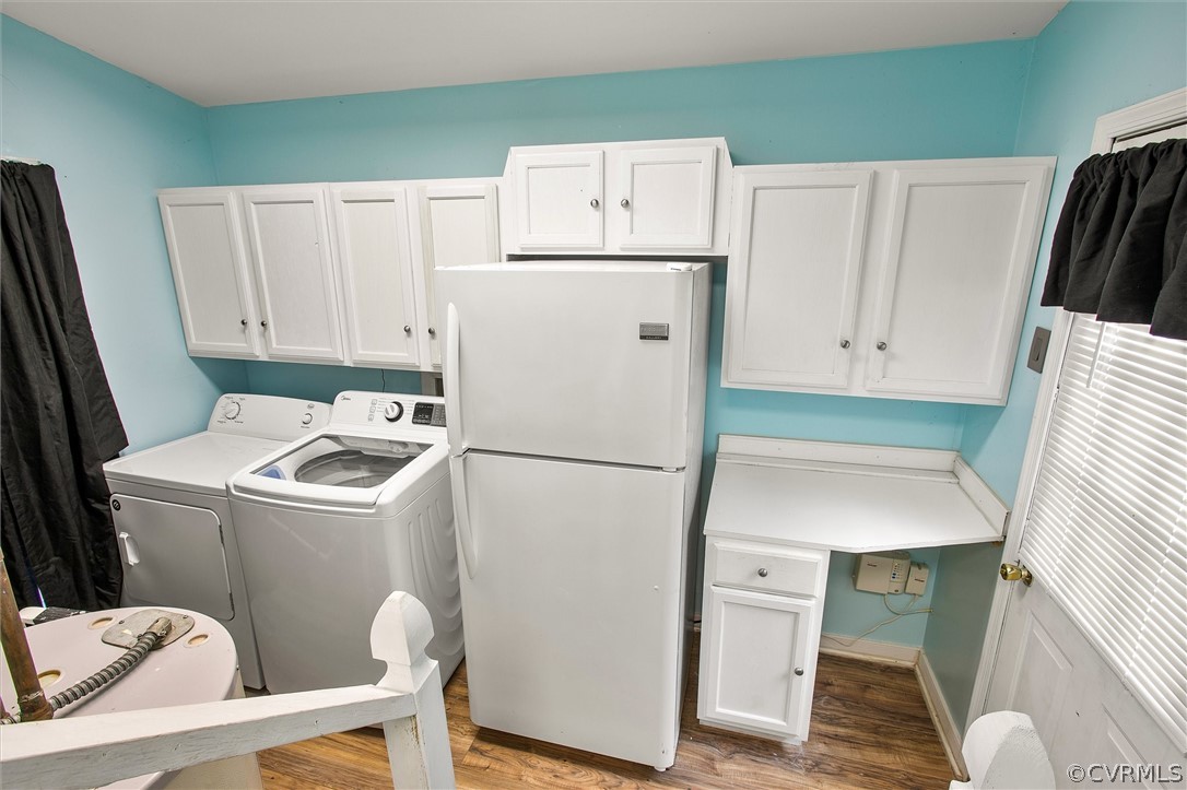 6149 Omo Road North Chesterfield, VA 23234 - Photo 17 of 26 Laundry room with washer, dryer, cabinets, and fre