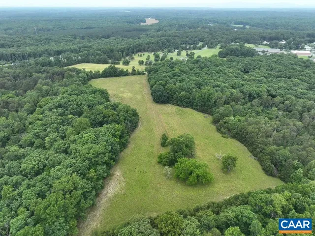 an aerial view of a residential houses with outdoor space and trees