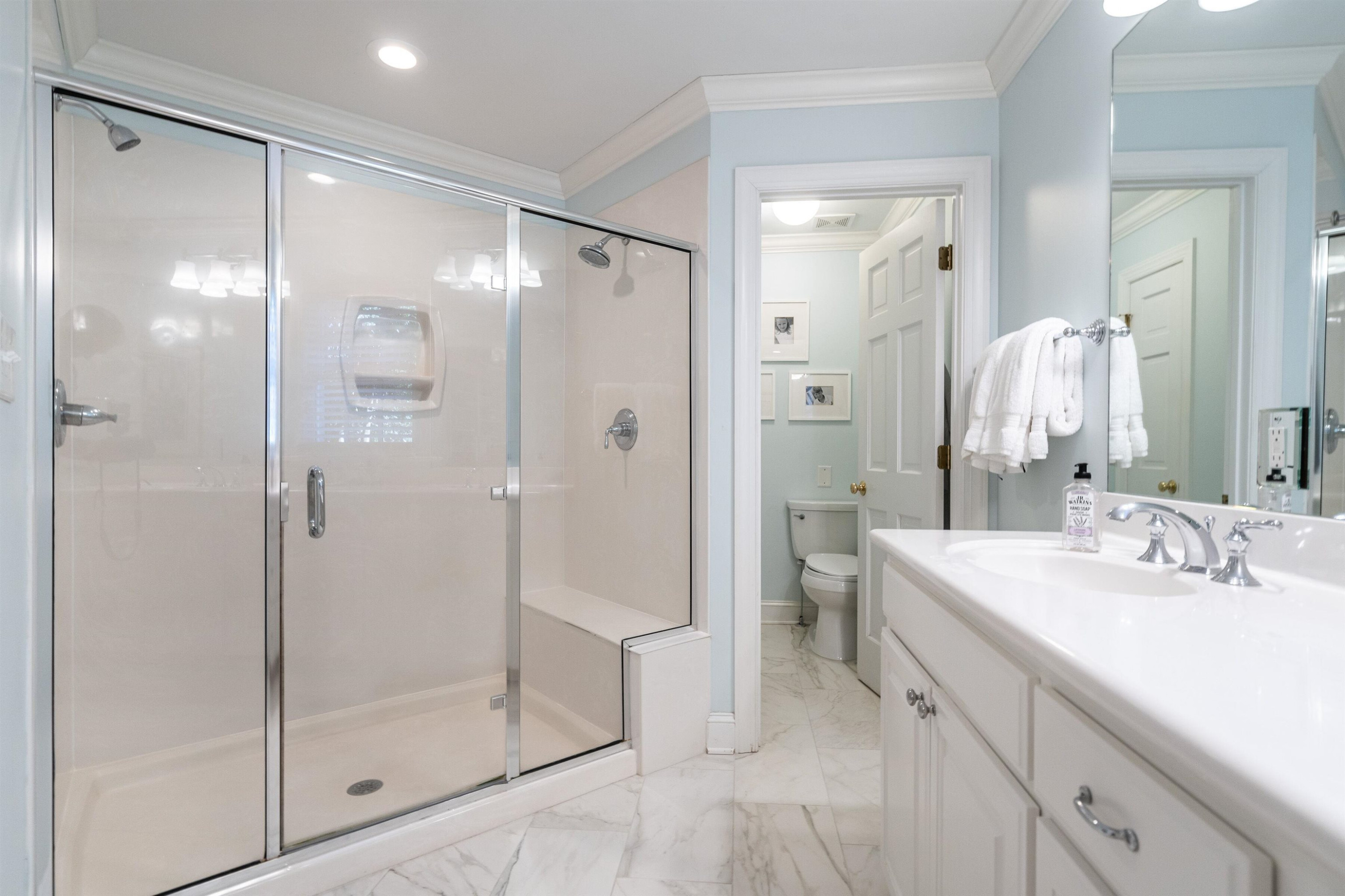 3324 Coleridge Drive Raleigh, NC 27609 - Photo 26 of 36 Oversized shower with seat and water closet! Master Bath