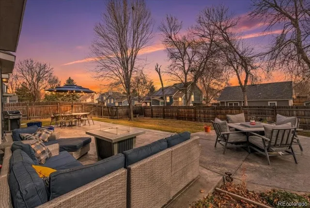 a view of outdoor space with seating