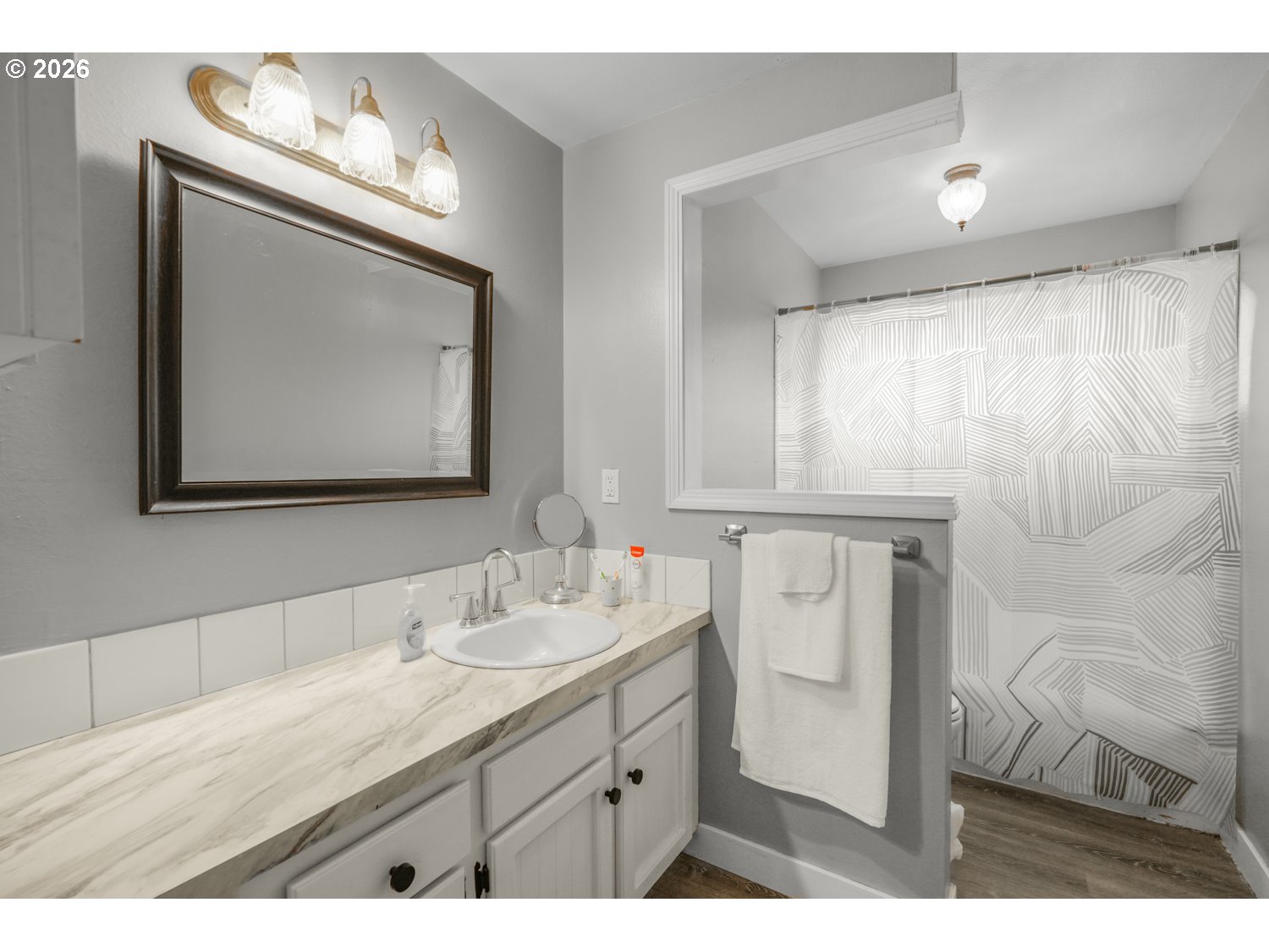 1829 Southwest 17th Street Gresham, OR 97080 - Photo 16 of 27 a bathroom with a sink vanity and mirror