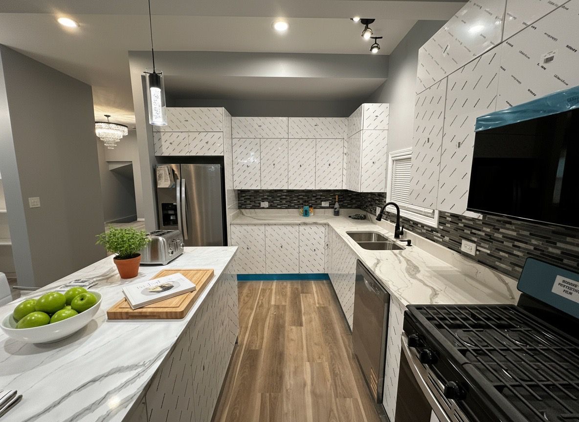 62 West 113th Street Chicago, IL 60628 - Photo 16 of 54 a kitchen with a sink stove and wooden floor