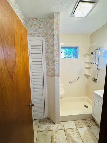 a bathroom with a shower