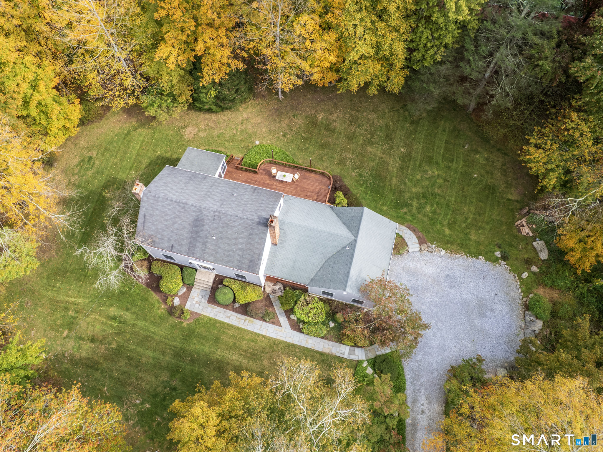 103 Davis Hill Road Weston, CT 06883 - Photo 36 of 37 an aerial view of a house with a yard basket ball court and outdoor seating
