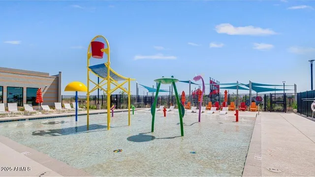 a view of a park with slide