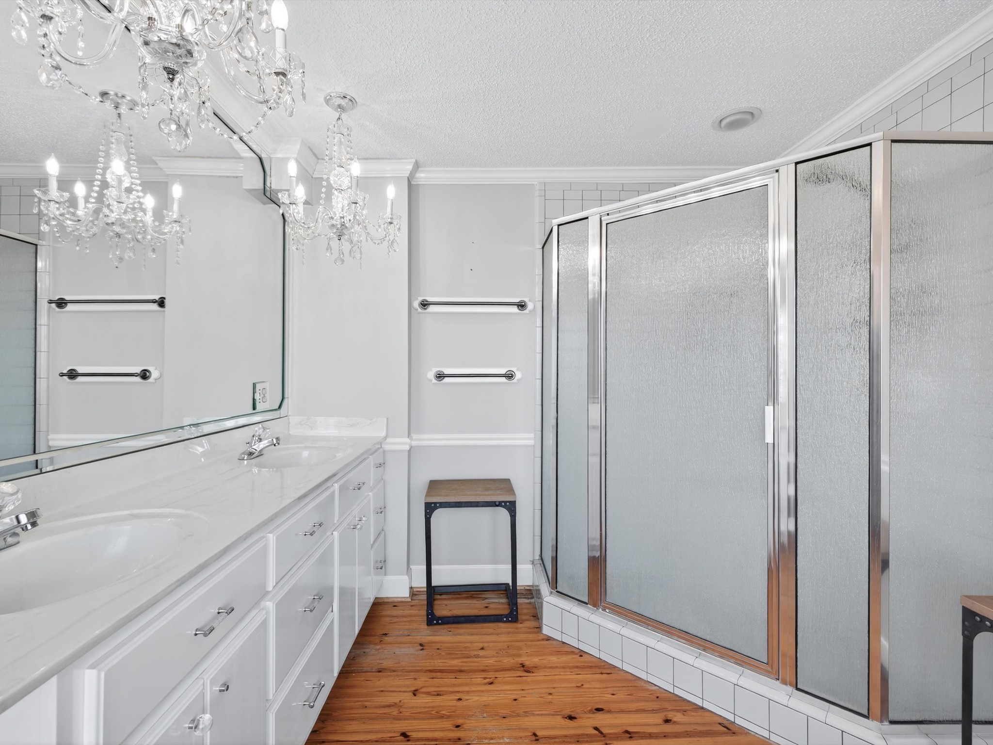 275 Swift Lane Cunningham, TN 37052 - Photo 43 of 67 a spacious bathroom with a double vanity sink a large mirror and shower