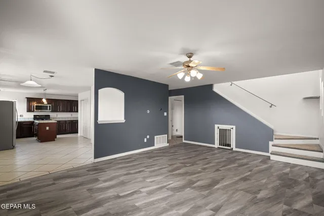 a view of a livingroom with a chandelier