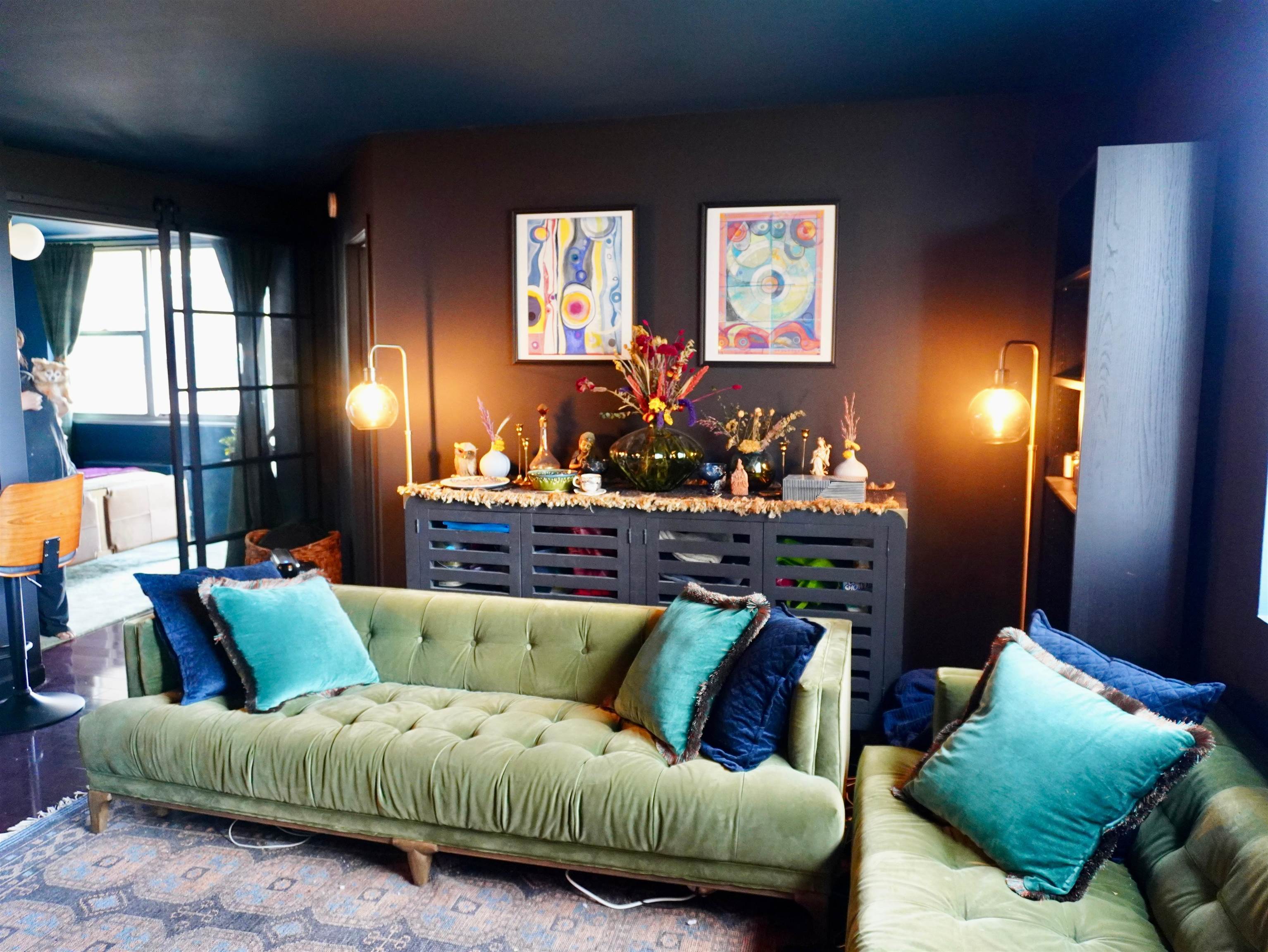 6040 Boulevard East, Unit 6B West New York, NJ 07093 - Photo 10 of 32 a living room with furniture and a fireplace