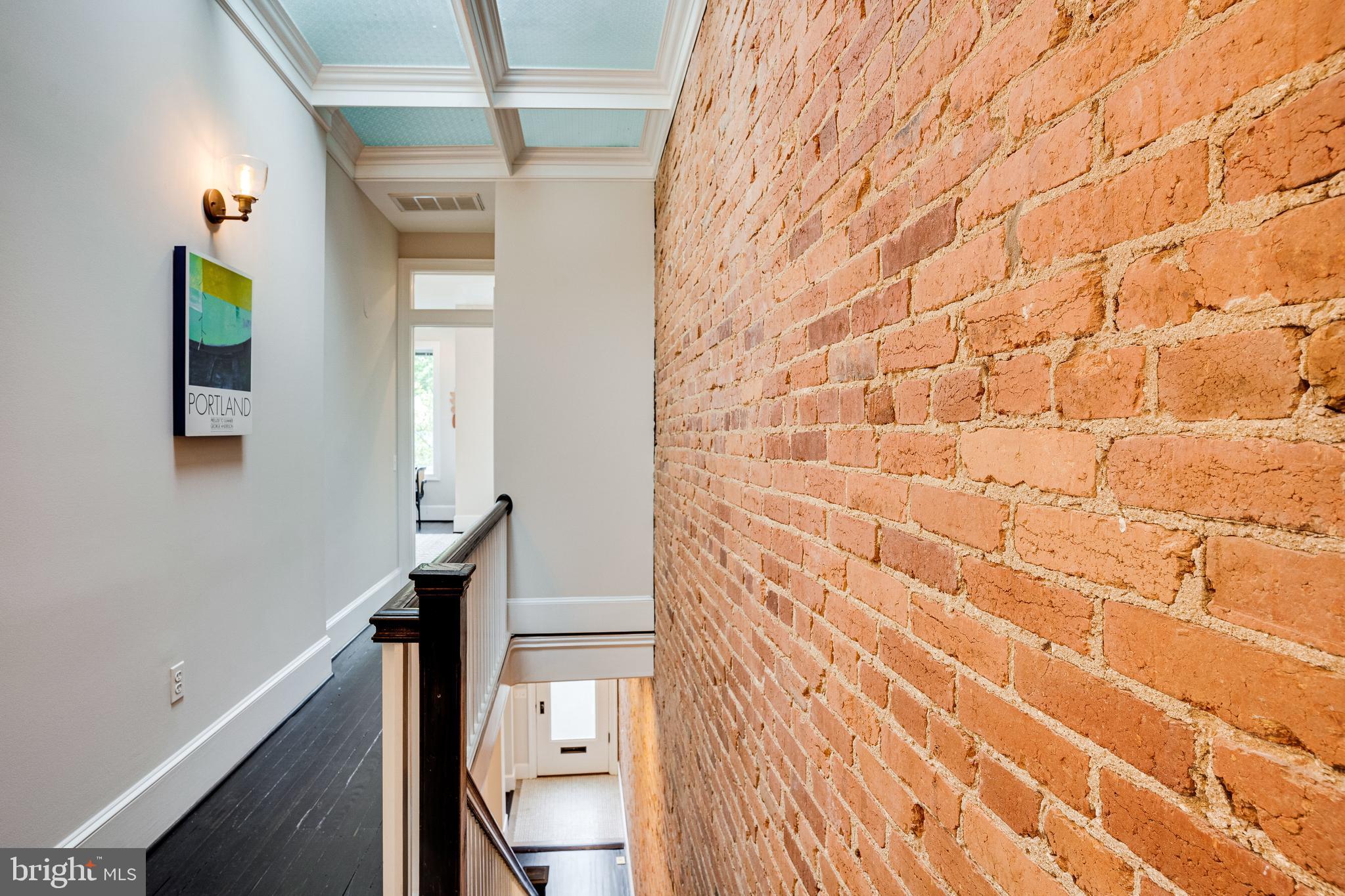 405 K Street Northeast Washington, DC 20002 - Photo 20 of 58 Upper hall has coffered skylit ceiling, brick wall