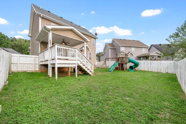 a view of a house with a backyard