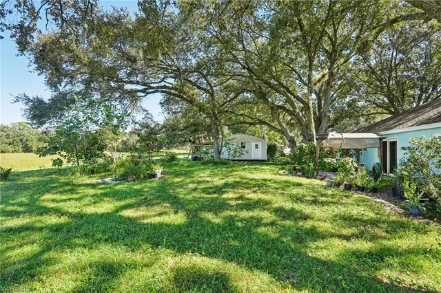 a view of backyard with table and chairs and a barbeque