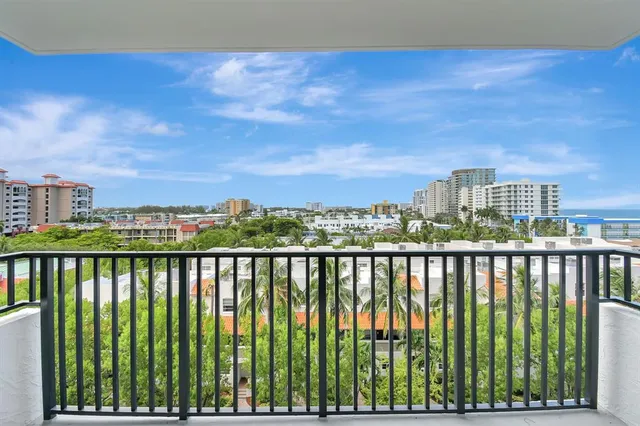 a view of city from a balcony