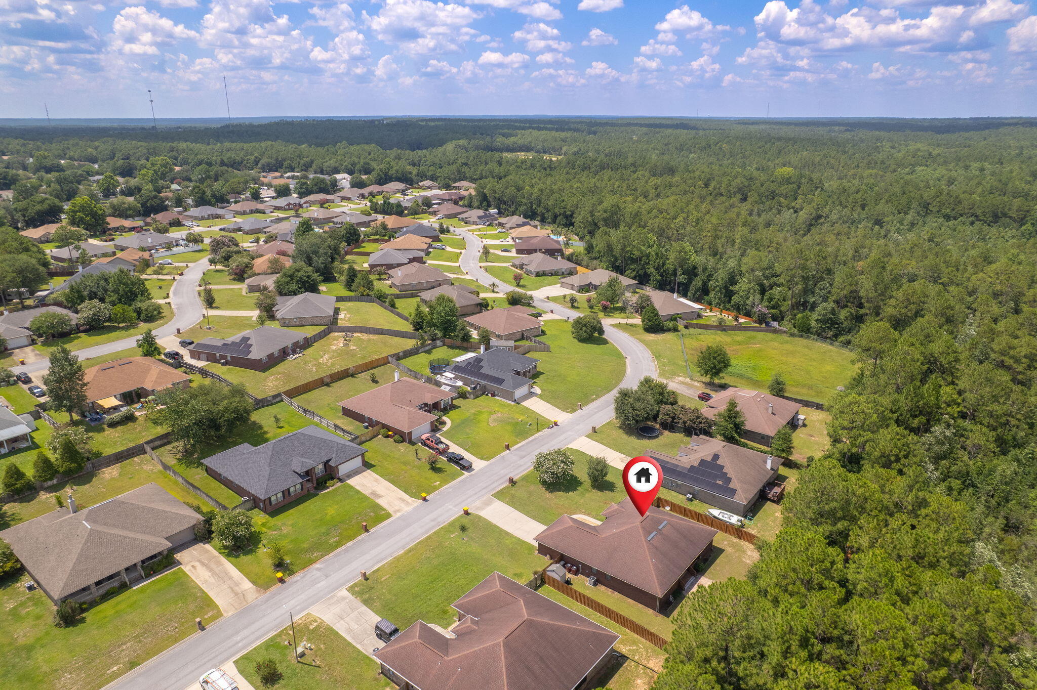 222 Raptor Drive Crestview, FL 32536 - Photo 67 of 70 an aerial view of residential houses with outdoor space and garden