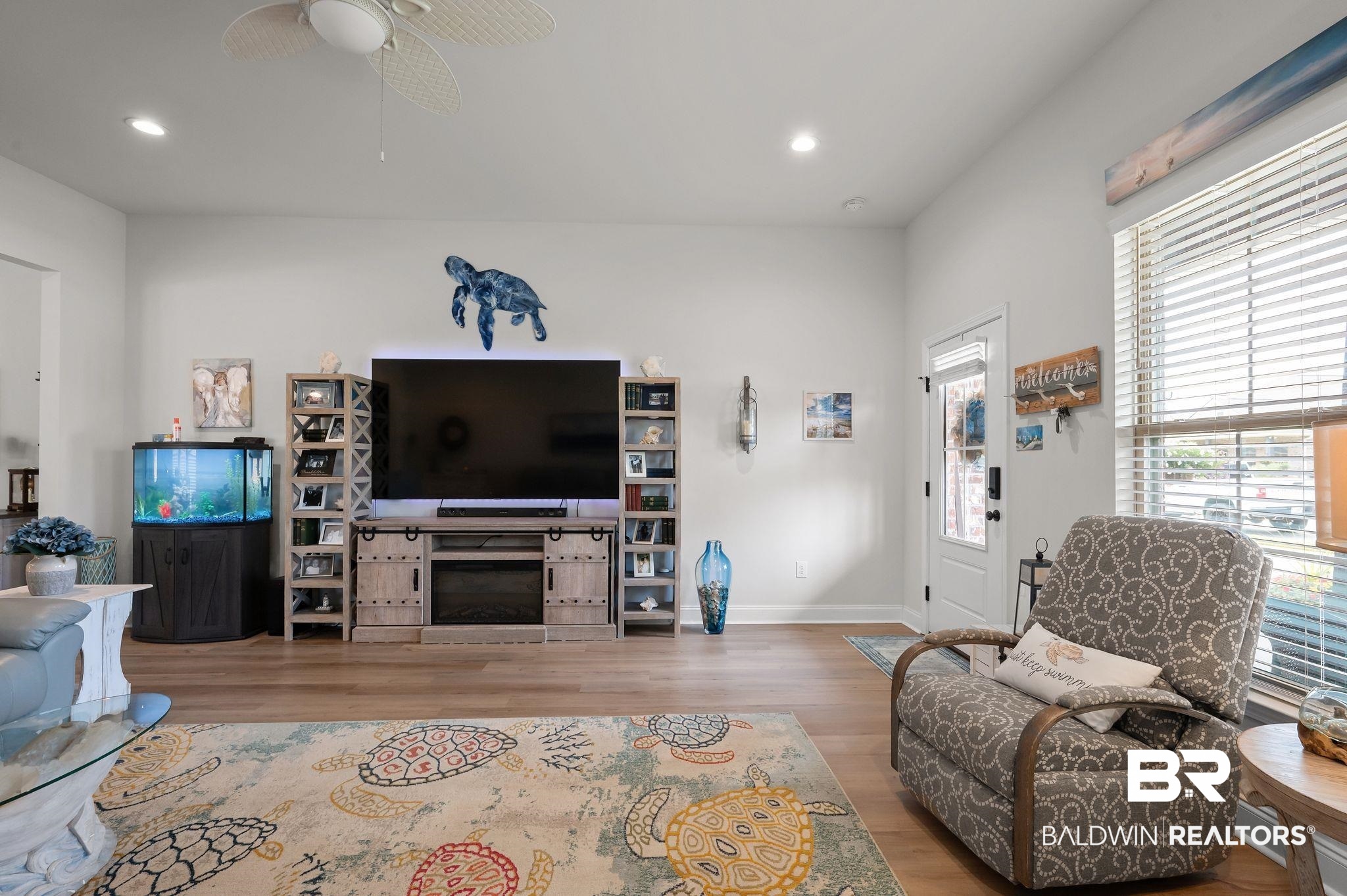 1165 Stella Road Foley, AL 36535 - Photo 7 of 42 Living area with wood finished floors, a ceiling fan, baseboards, and recessed lighting