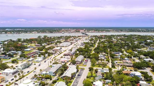a city view with tall buildings