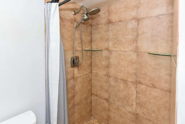 a bathroom with a shower