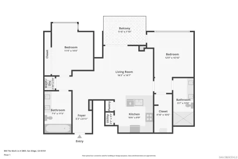 $939,900 | 800 The Mark Lane, Unit 607, San Diego, CA 92101