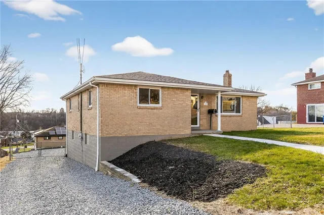a view of a backyard with plants and a grill