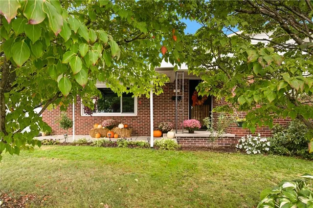 front view of a house with a tree