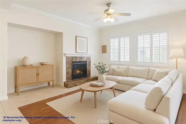 a living room with furniture a rug and a fireplace