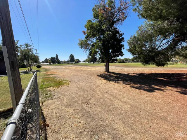 a view of a yard and mountain