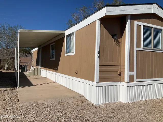 a porch with seating space
