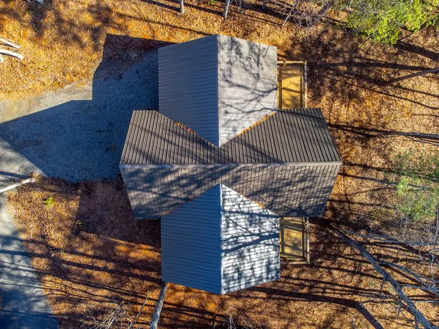an aerial view of a house