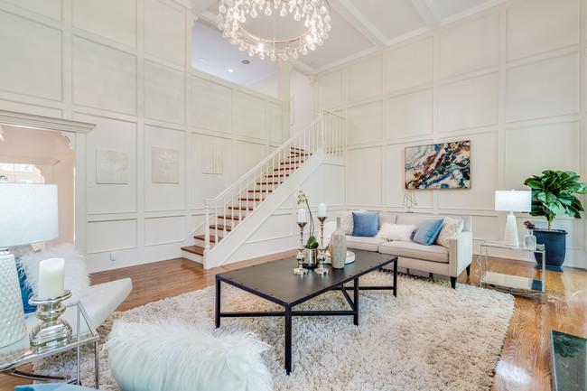 280 Ridgeway Road Woodside, CA 94062 - Photo 11 of 65 a living room with furniture and a chandelier