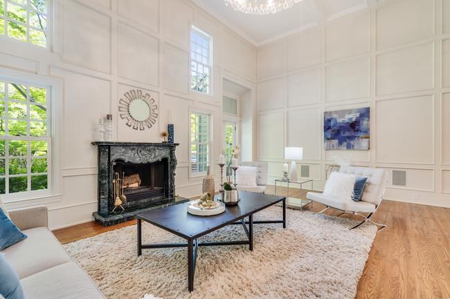 280 Ridgeway Road Woodside, CA 94062 - Photo 10 of 65 a living room with furniture and a fireplace