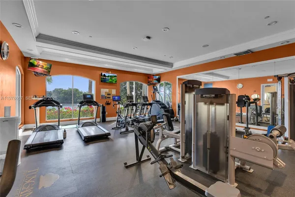 a view of a room with gym equipment