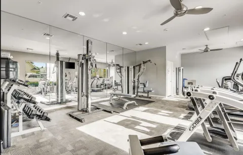 a view of a room with gym equipment