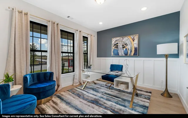 a living room with furniture and a rug