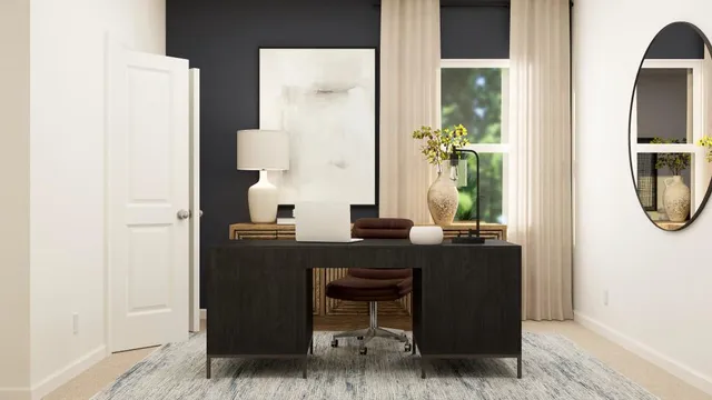 a dining room with table and chairs