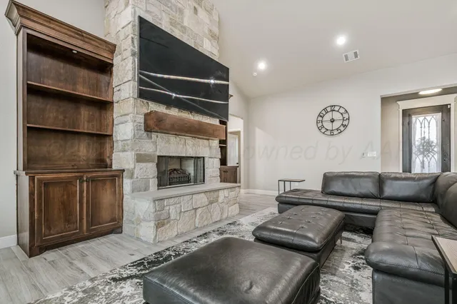 a living room with furniture